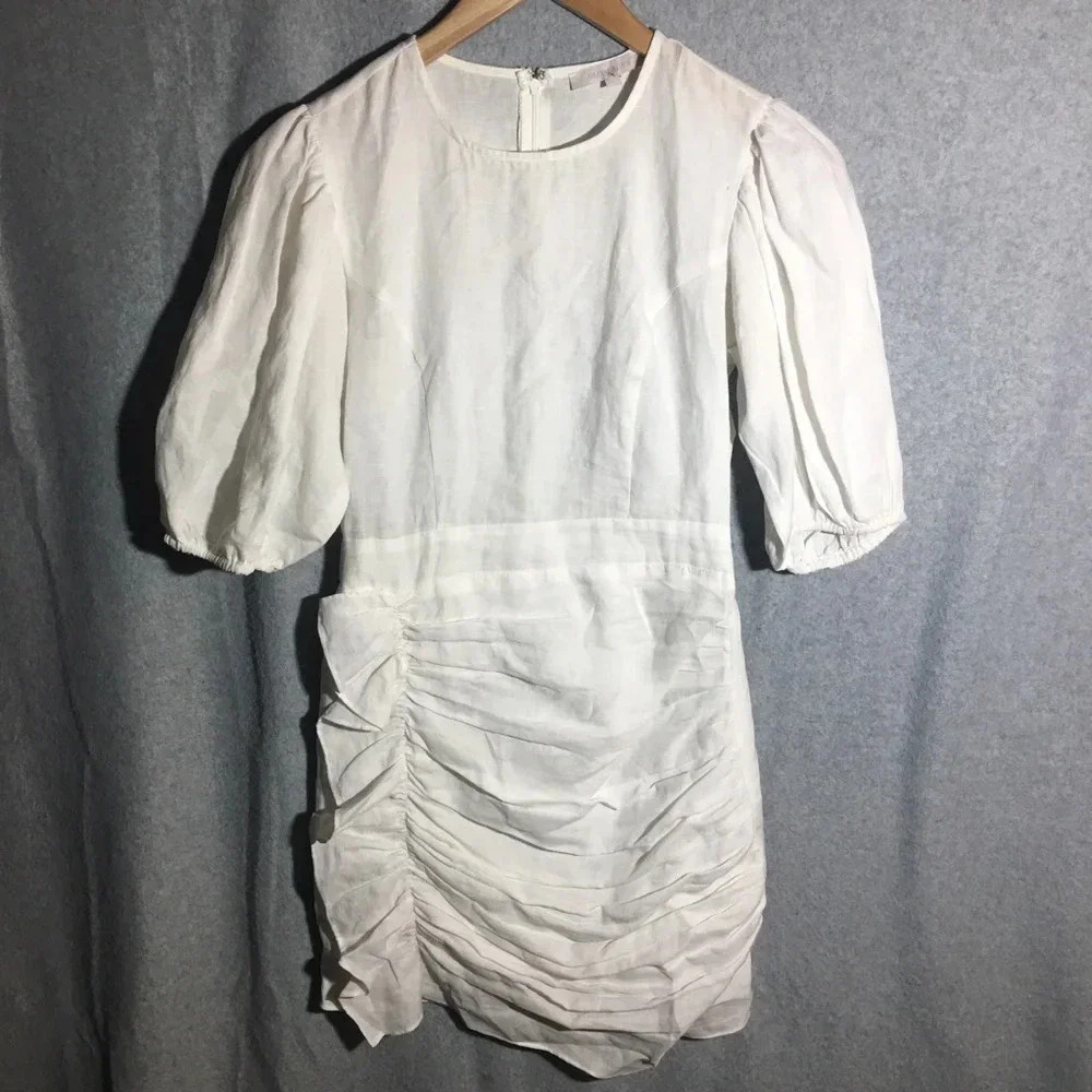 Womens Olivaceous Dress Wedding Bachelorette Puffy Sleeve Ruffles Boho Beachy